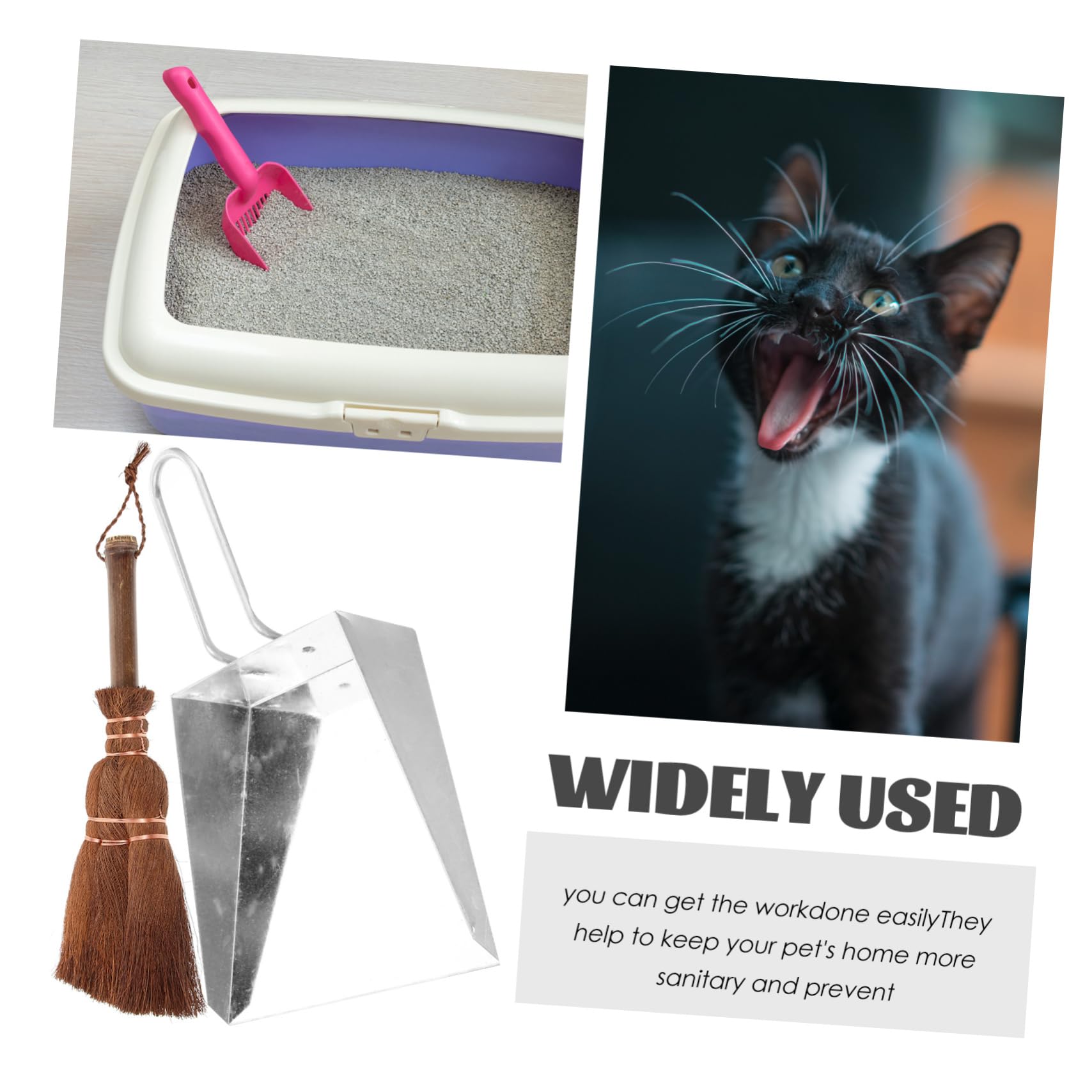 Beavorty 2 Ensembles Outil De Nettoyage pour Animaux De Compagnie Manche en Bois Pelle À Litière pour Chat Pelle À Litière pour Animaux De Compagnie Nettoyeur De Bac À Litière pour Chat