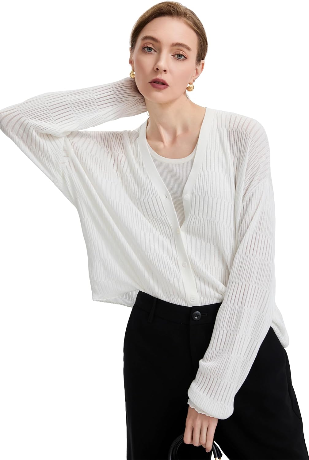 Lightweight Cardigan for Women - Cropped V Neck Shrug for Dresses image 5