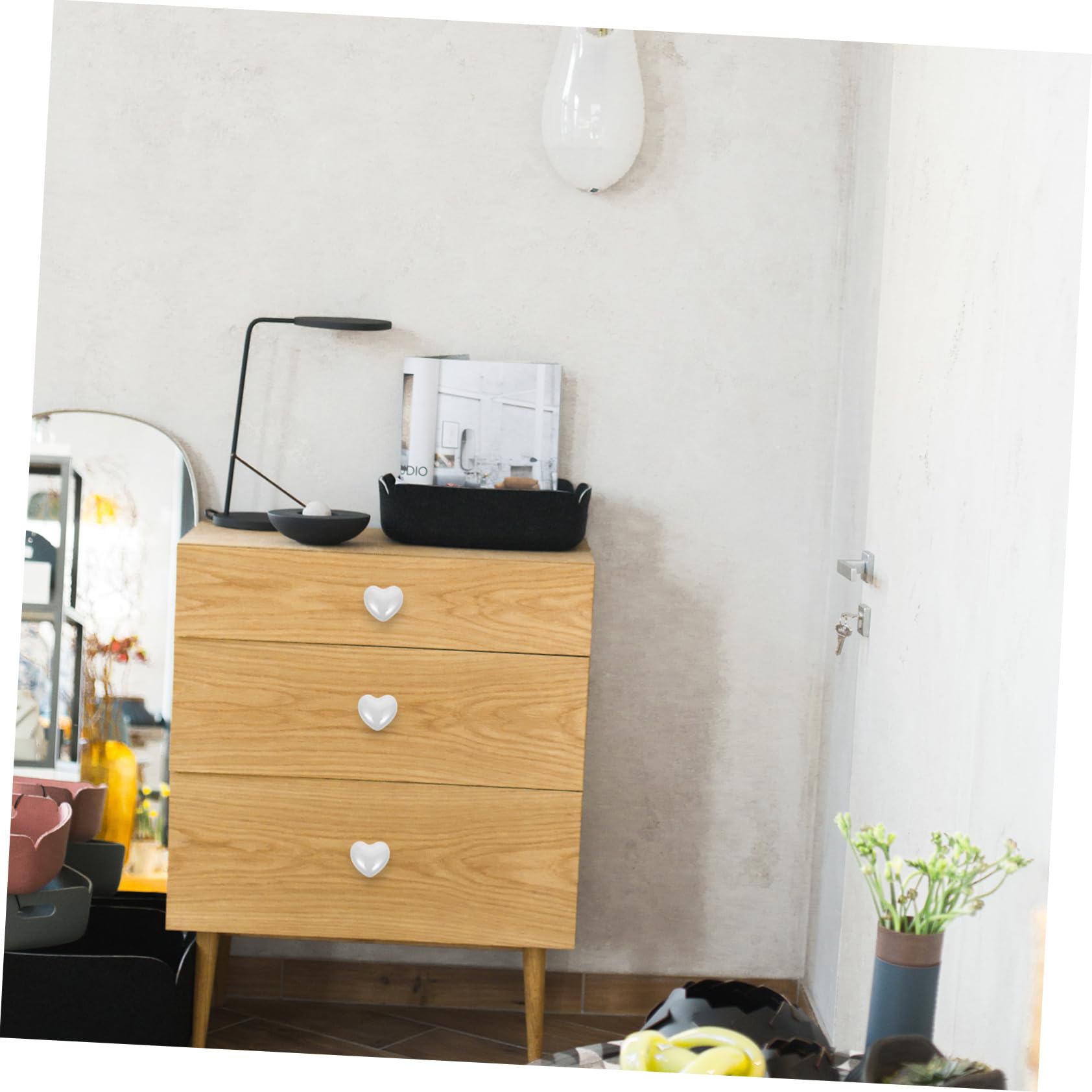 ORFOFE Pomelli a Cuore in Ceramica Bianca per Cassetto, 10 Pezzi | Lega di Zinco, Finitura Elegante e Moderna, per Armadio e Cassettiera, Decorativi per Casa
