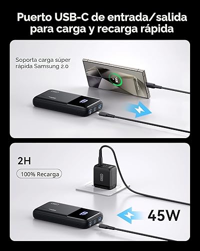 Miniatura 5 de INIU Cargador Portátil, 20000mAh 65W Batería Externa Compacta USB C para Laptop, Paquete de Batería de Carga Rápida PD QC de 3 Salidas, Cargador