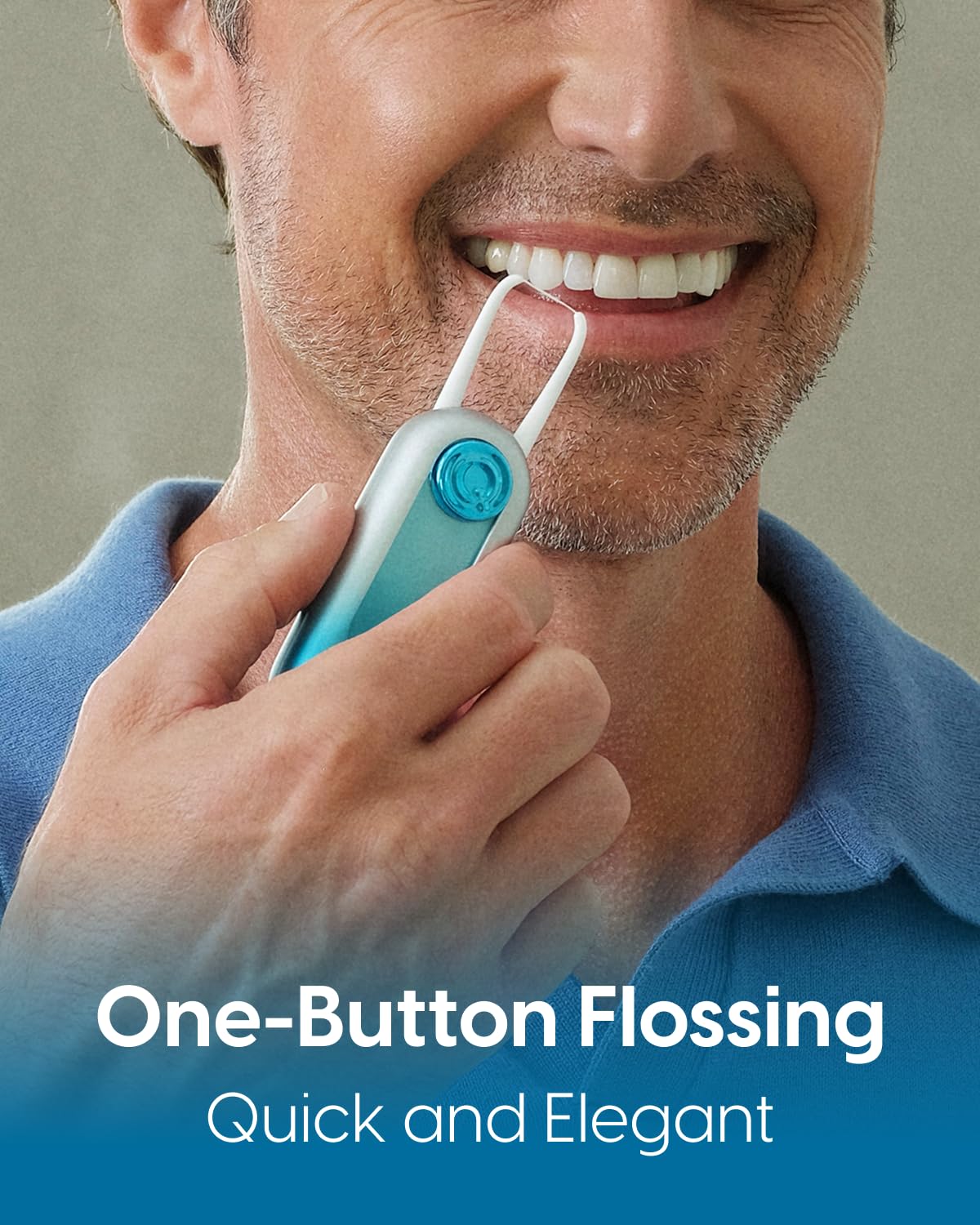 UpFlosser P1 - Hilo dental de alta calidad con cápsula de hilo dental integrada y funda de espejo, hilo dental de un botón, cuerpo de metal duradero, cuidado bucal portátil sobre la marcha