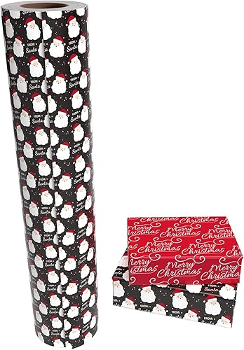 Miniatura 65 de WRAPAHOLIC Papel de regalo reversible a cuadros, mini rollo, 17 pulgadas x 33 pies, papel de regalo de Navidad a cuadros rojos y negros para 2-Rojo