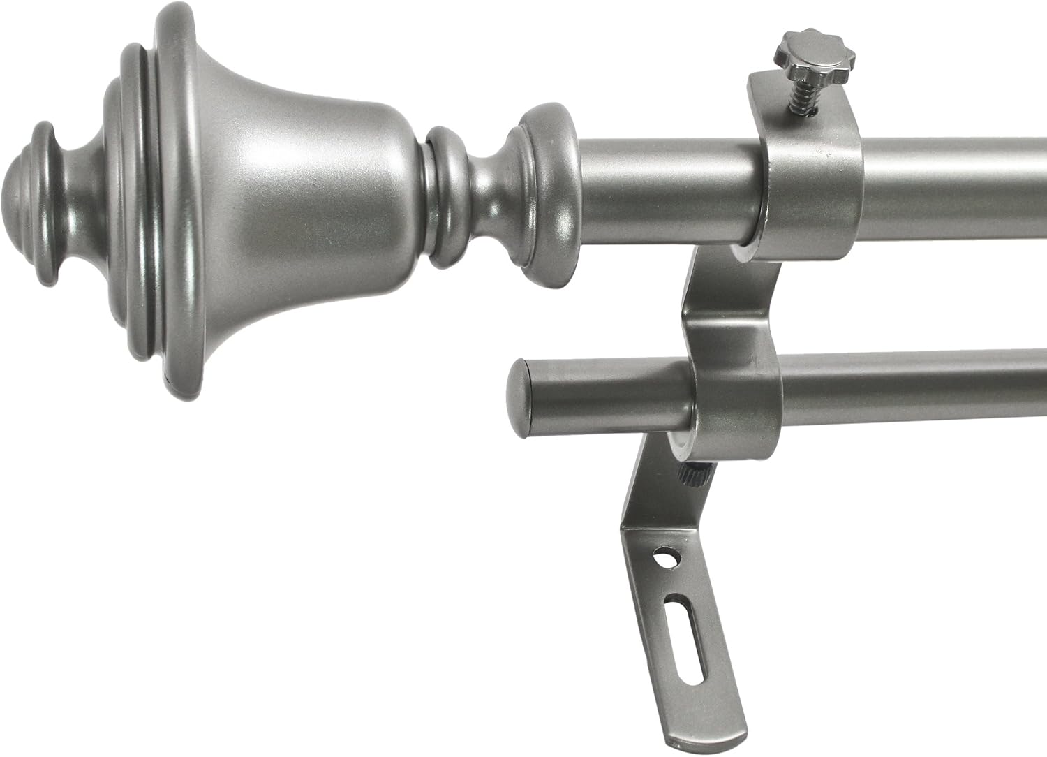 Decopolitan Bell 5/8" Double Curtain Rod Set, 26 to 48 Inch, Dark Nickel