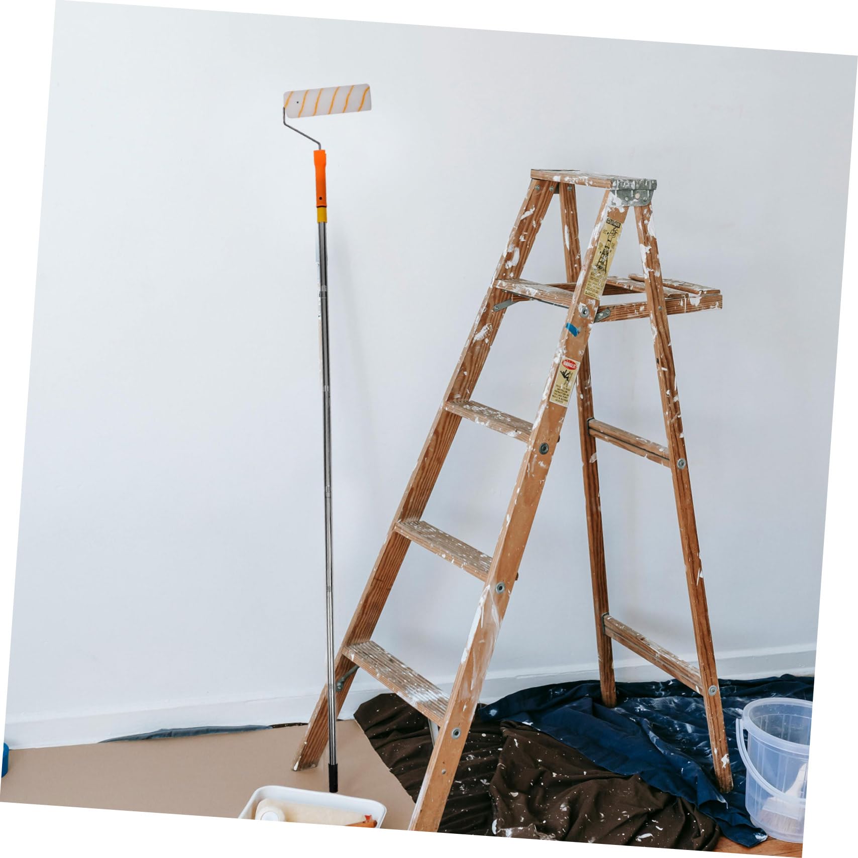 Rouleau à Peinture en Acier Inoxydable et Plastique avec Tige Télescopique 1,8 M Outil Pratique Peinture Murale Intérieure et Extérieure