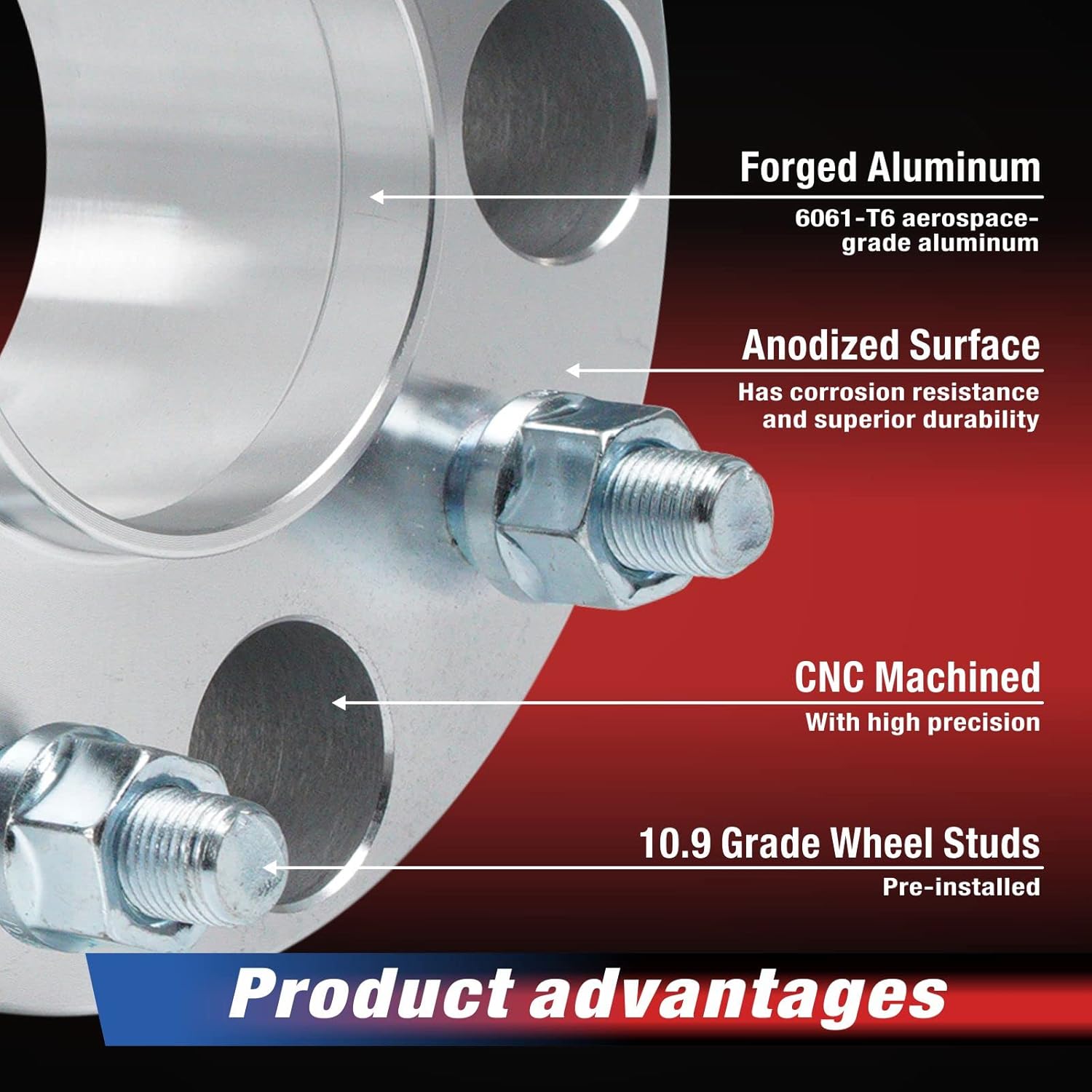 MOCA 50.8mm 5x127 Hubcentric Wheel Spacers (71.5mm Bore) - 1/2" x20 Studs Compatible with Jeep Commander Grand Cherokee Wrangler (Silver, Pack of 4)