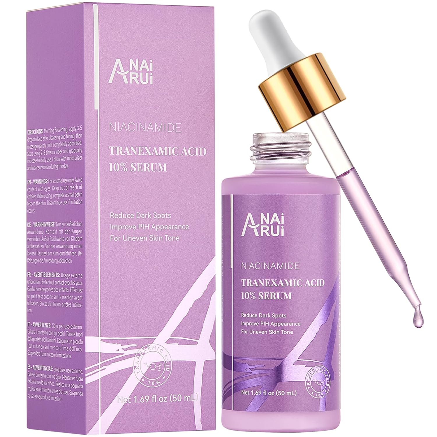 ANAI RUI 10% Tranexamic Acid Serum with Niacinamide,Kojic Acid,Ceramide, Skin Refining, for All Skin Types 1.69 FL.Oz/50 ML
