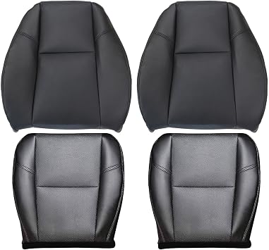 FZJDSD 4PCS Black Front Driver and Passenger Side Bottom & Top Lean Back Replacement Microfiber Leather Seat Covers Compatible with Cadillac Escalade 2007 2008 2009 2010 2011 2012 2013 2014