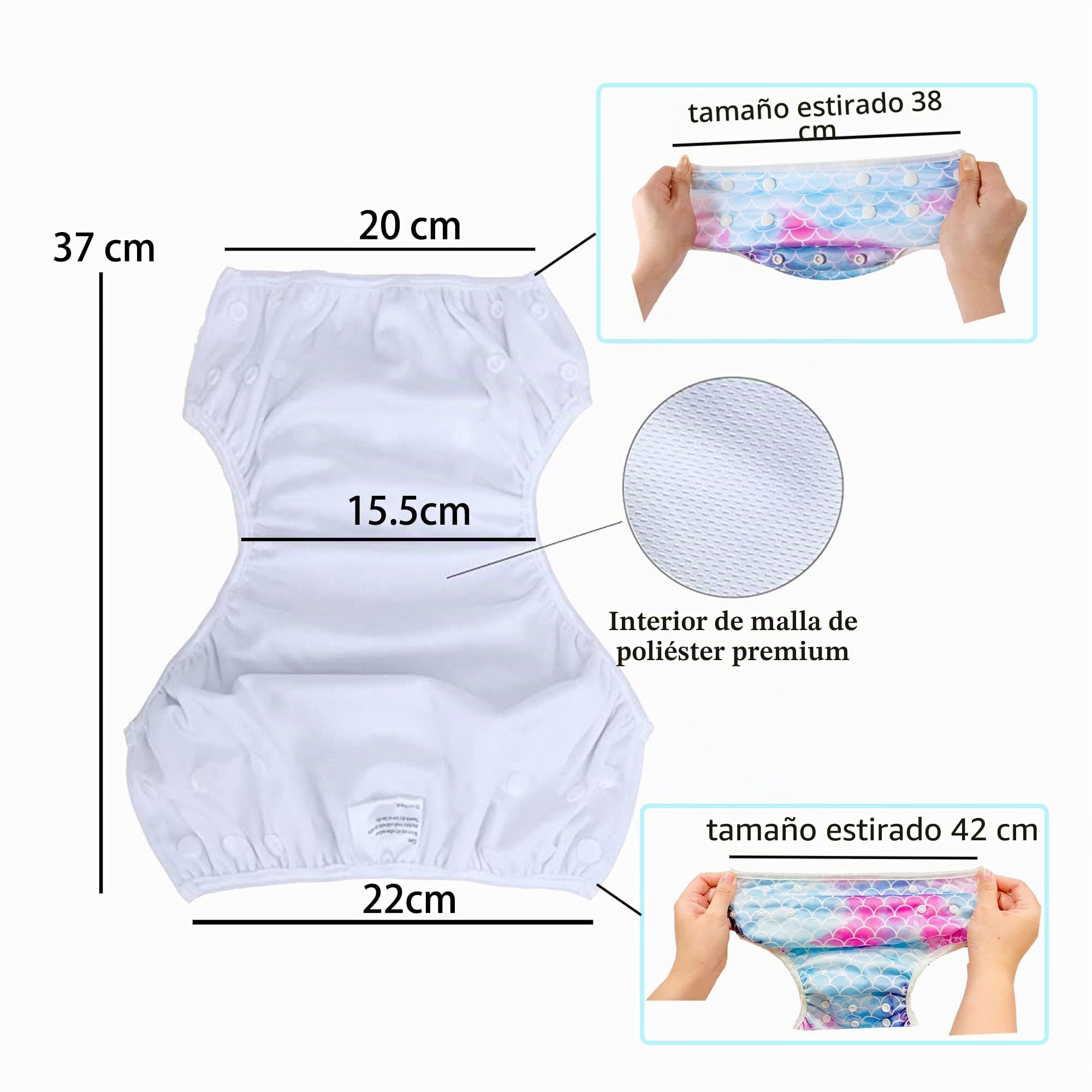 Pañal de natación para bebé reutilizable ajustable lavable pantalones de natación pañales de tela impermeables talla única bañador para niños de 0 a 3 años Mariposa + Flamenco