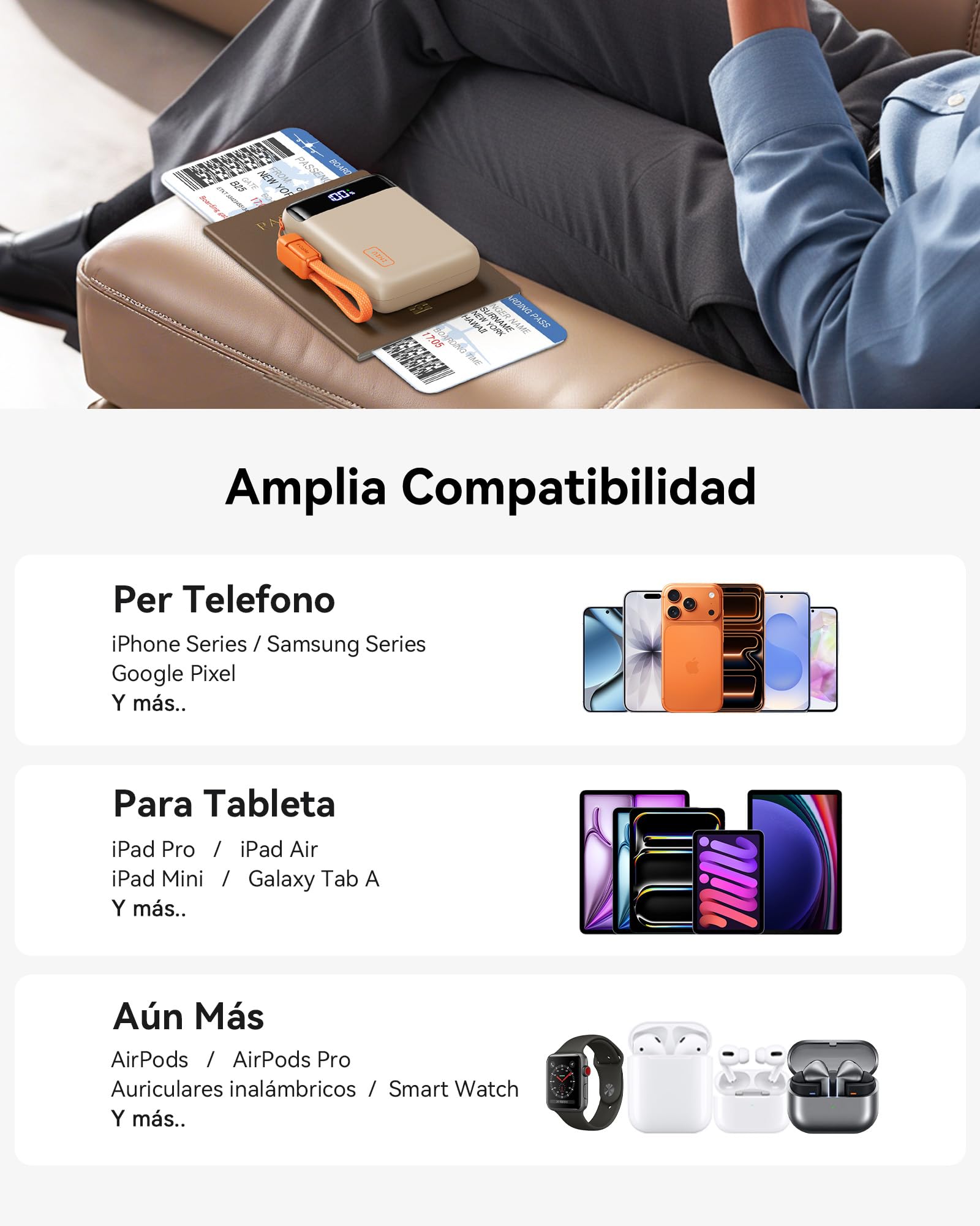 INIU Power Bank, Pequeño 20000mAh 22,5W Carga Rapida Bateria Phone Externa | Cable USB C Adjunto, Apto para Avión, Esenciales de Viaje, Bateria Portatil para iPhone 17 16, Samsung S25, iPad, Xiaomi etc