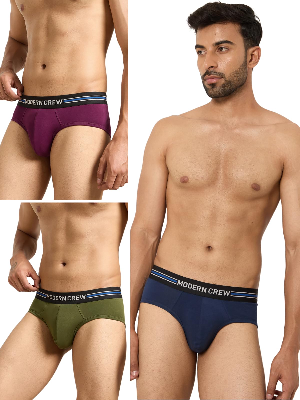 Modern Crew CoolSense Cotton Briefs for Men| Super Combed Cotton with Stretch, Stay 3 Degrees Cool & Fresh, Anti-Bacteri
