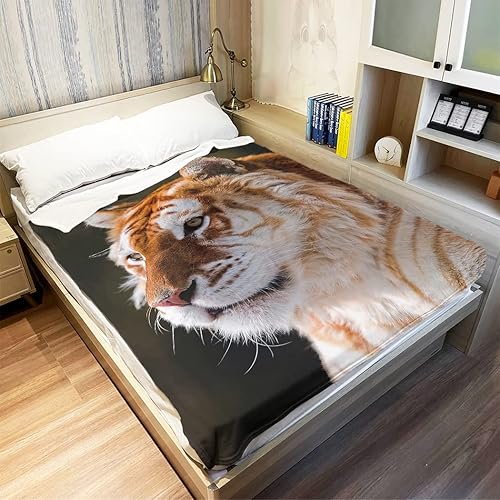 Miniatura 3 de HommomH Manta de tigre dorado de 40 x 50 pulgadas, con estampado de animales, suave y mullida, para sofá o cama