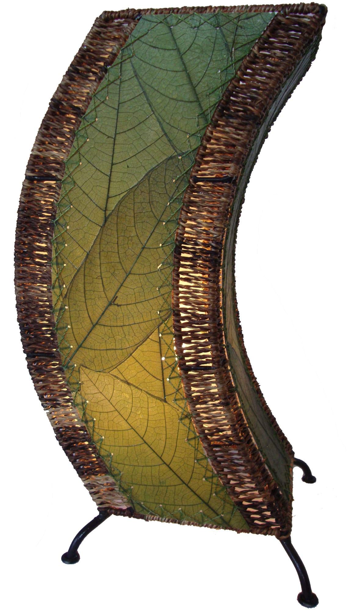 Eangee Home Design C Shape Table Lamp Green Shade Made of Real Cocoa Leaves 8 Inches Length x 8 Inches Width x 20 Inches Height (566 g)