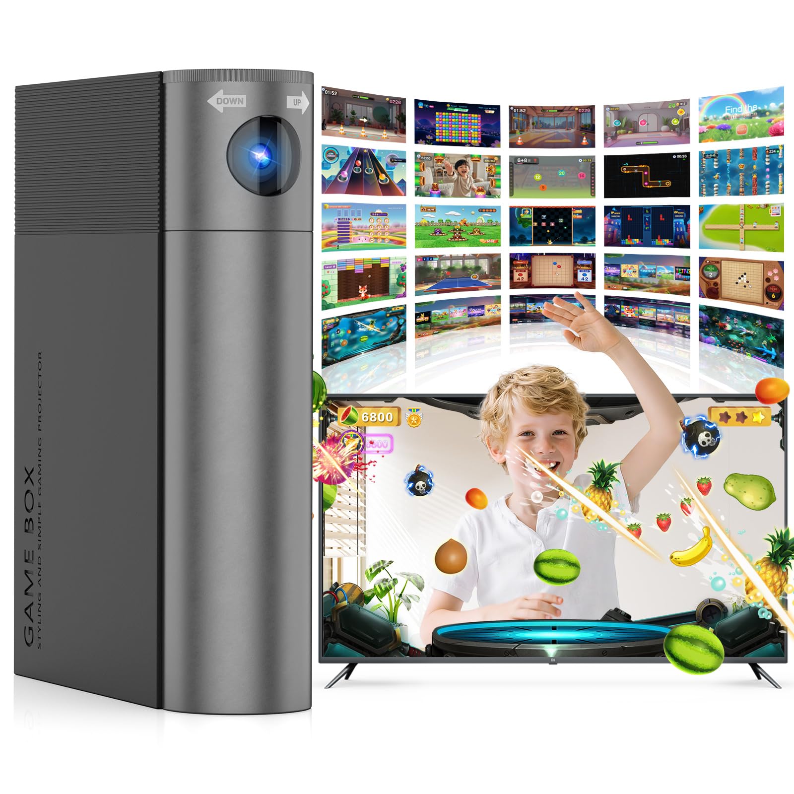 Console Giochi TV per Bambini: con Sensore di Movimento AR - Sistema Plug and Play per Sport in Casa - Videogiochi Interattivi Educativi - Idea Regalo per Bambino e Bambina 6+ Anni (Nero + Grigio)