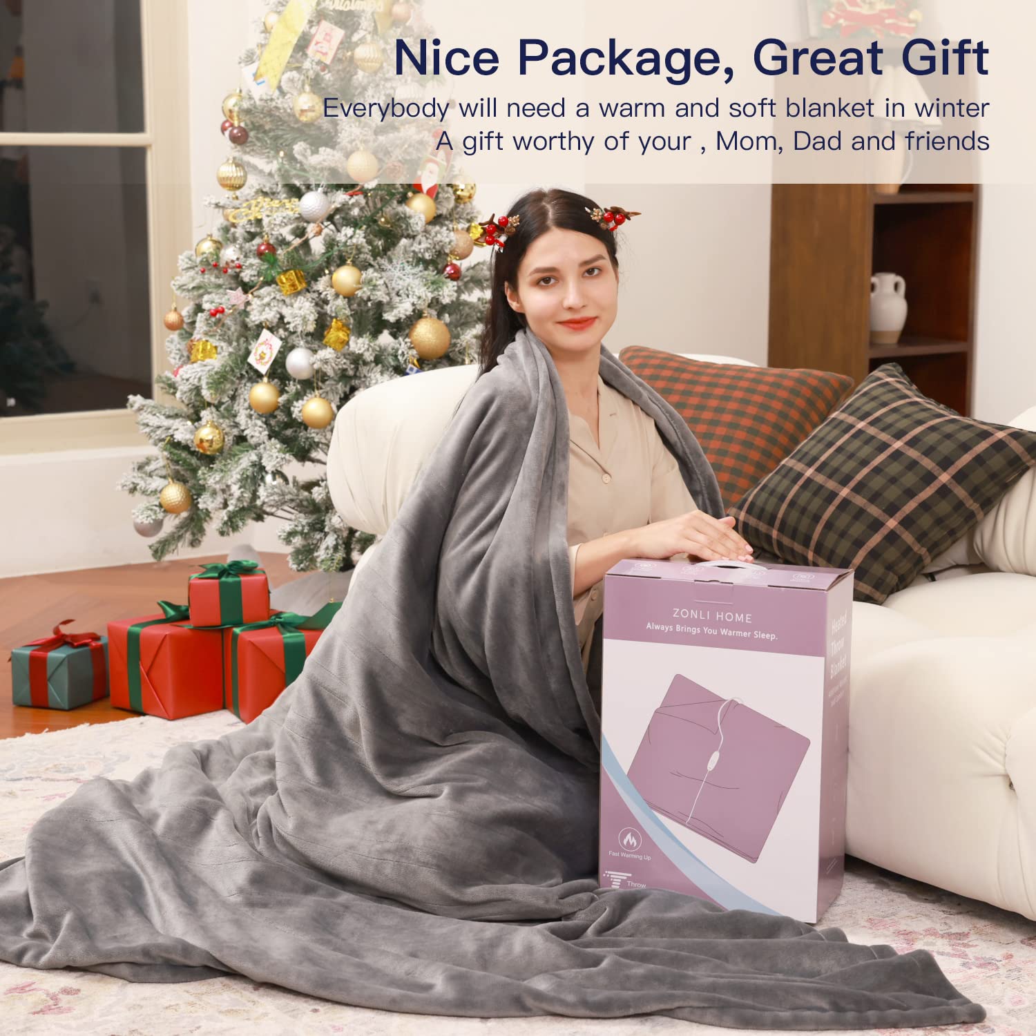 Amazon.com: ZonLi Heated Blanket Electric 72x84 Full Size, Soft Fleece Electric  Blanket -Whole Body, 6 Hour Auto Off u0026 4 Heating Levels, Fast Heating, ETL  Certification, Machine Washable, Great Gift (Grey) :