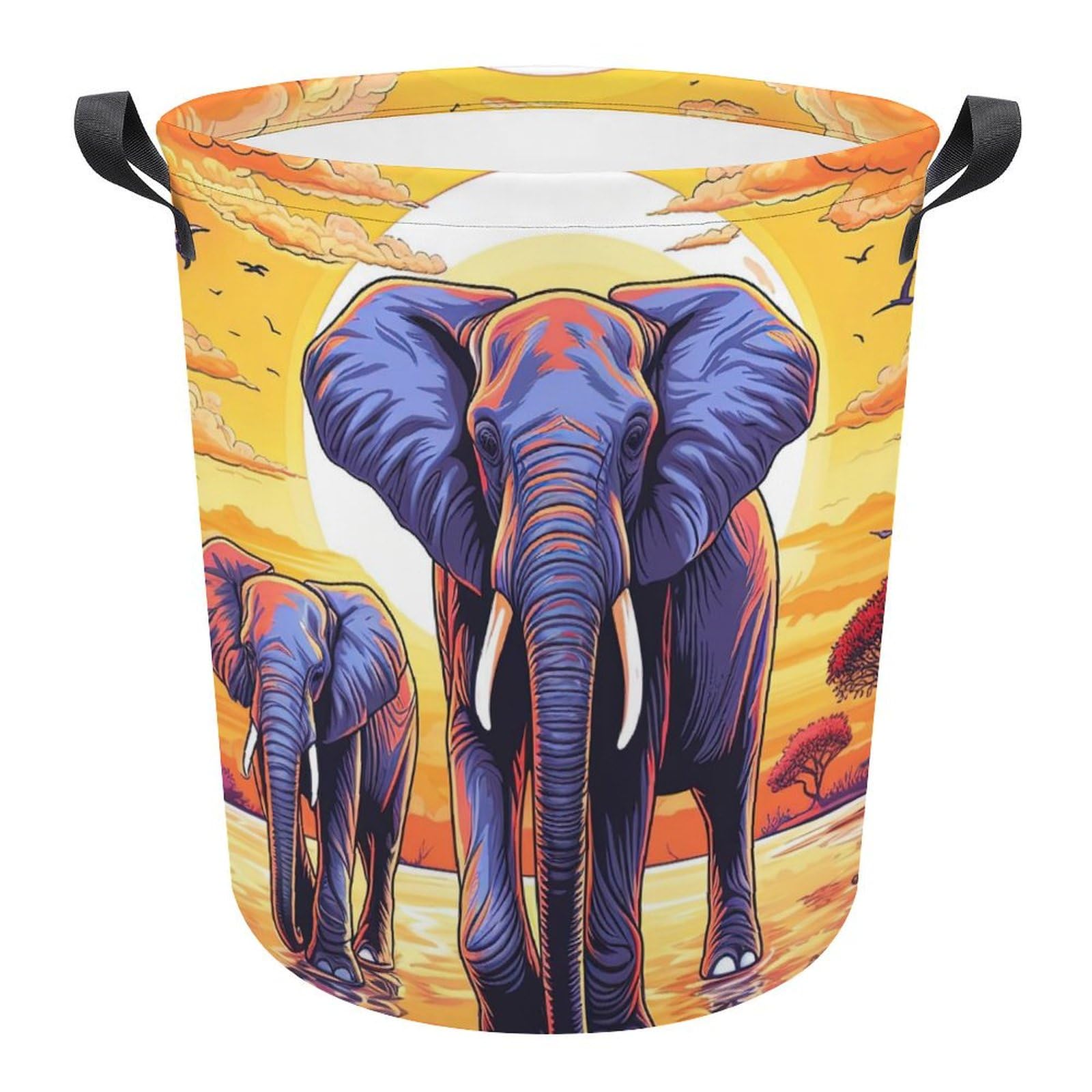 Cesta de lavadero para habitacion infantil cubo con diseño animales salvajes elefante