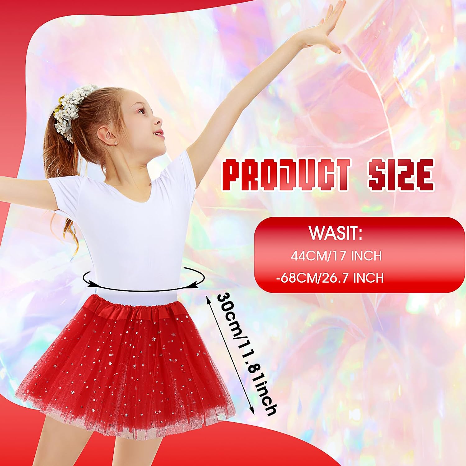 Yolev Girls Tutu Skirt with Stars Sequin, Little Girls Tutu Skirt Kid Party Princess Dance Tutu Princess Dress Ballet Skirt