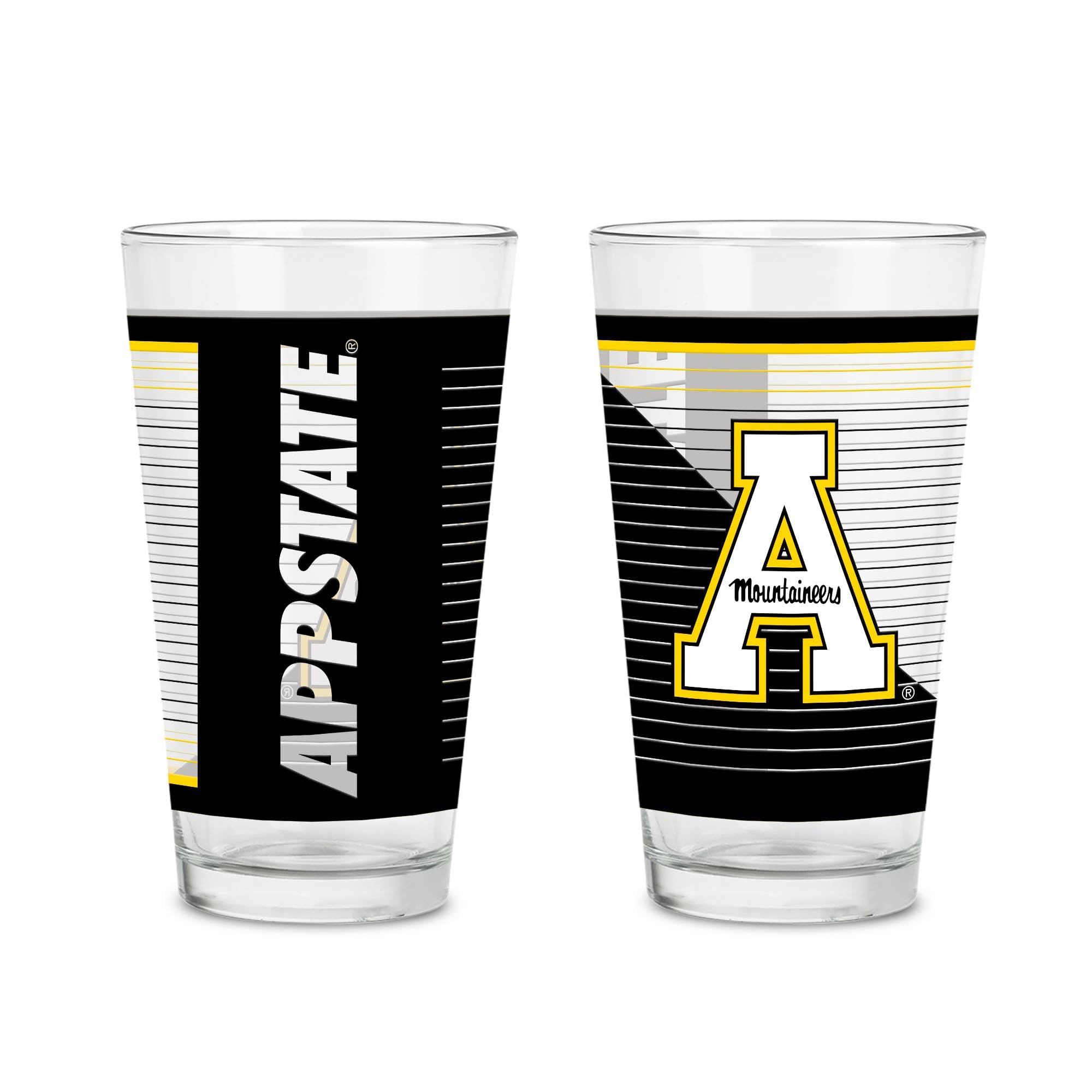 Rico Industries NCAA Appalachian State Mountaineers 473.6 g Pint-Gläser mit digital gedrucktem Logo, praktisches Set mit 2 klassischen Trinkgläsern, spülmaschinenfest