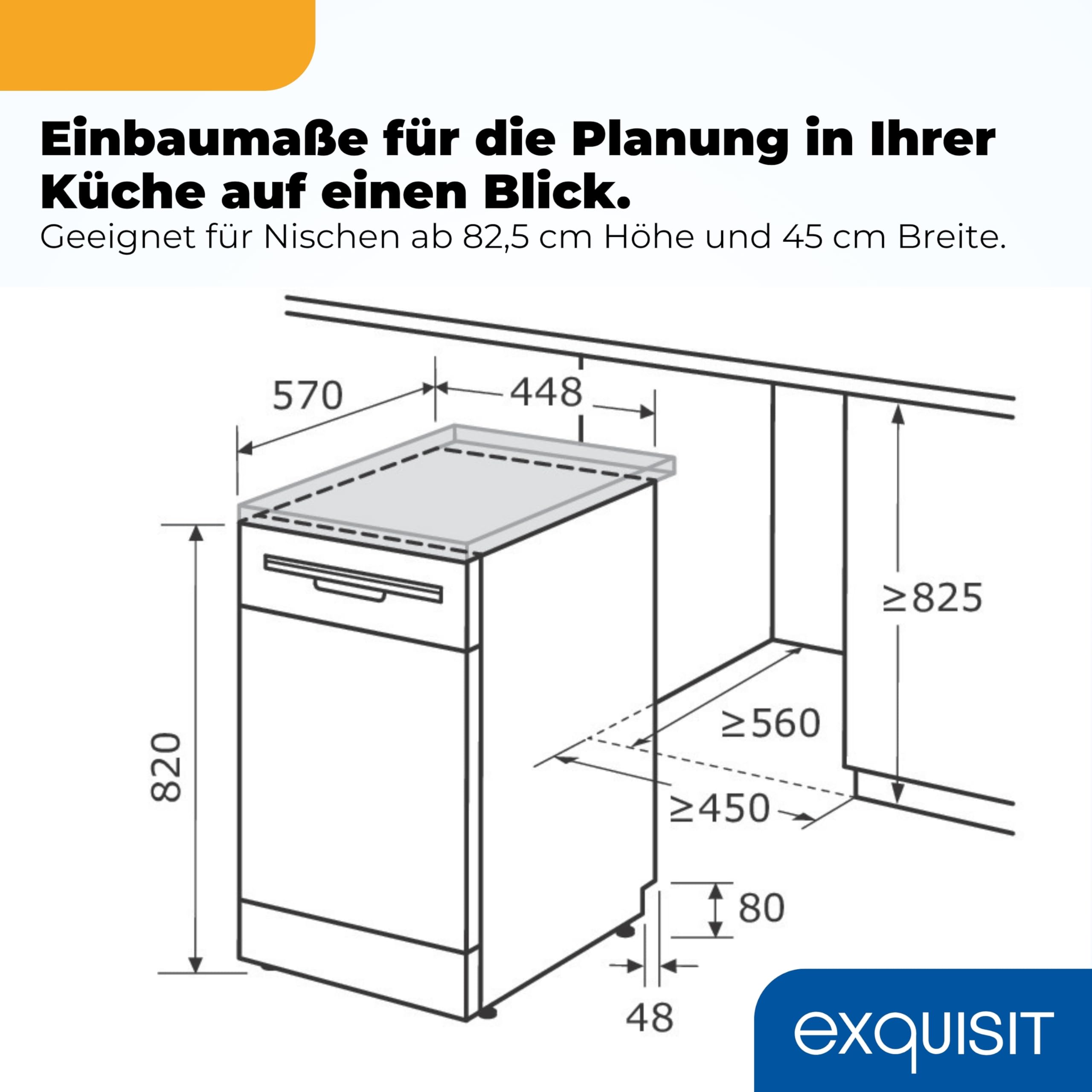 Exquisit Geschirrspüler 45 cm Freistehend Schwarz 9 Maßgedecke 49 dB Aquastop Eco-Programm