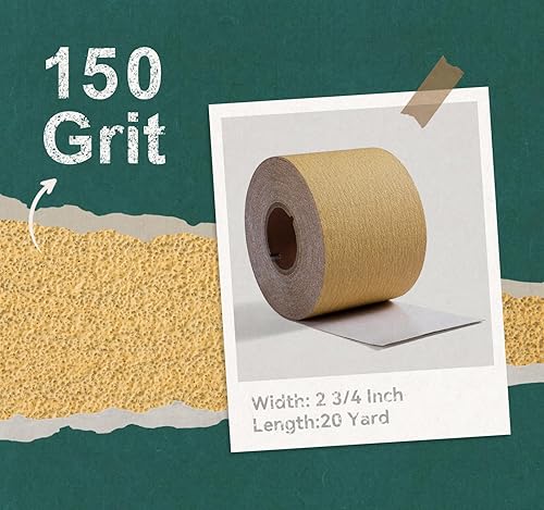 Miniatura 8 de S SATC Rollos de lija de grano 80, rollo de papel de lija de 20 yardas de largo, rollo de papel de lija PSA de 2 34 pulgadas de ancho para