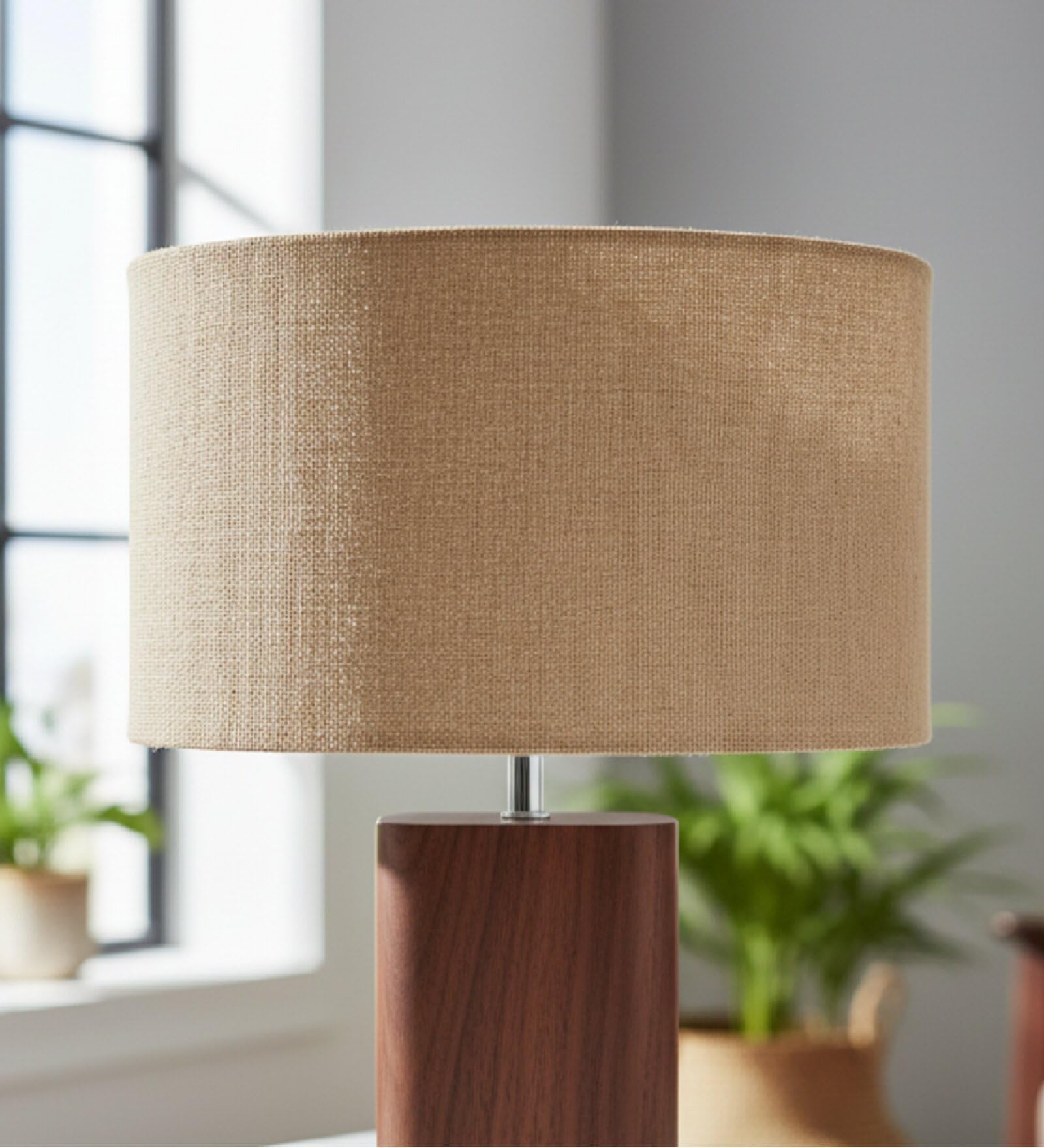 16-inch Natural Jute Drum Shade, Cotton Fabric, Ideal for Floor Lamps-image-12