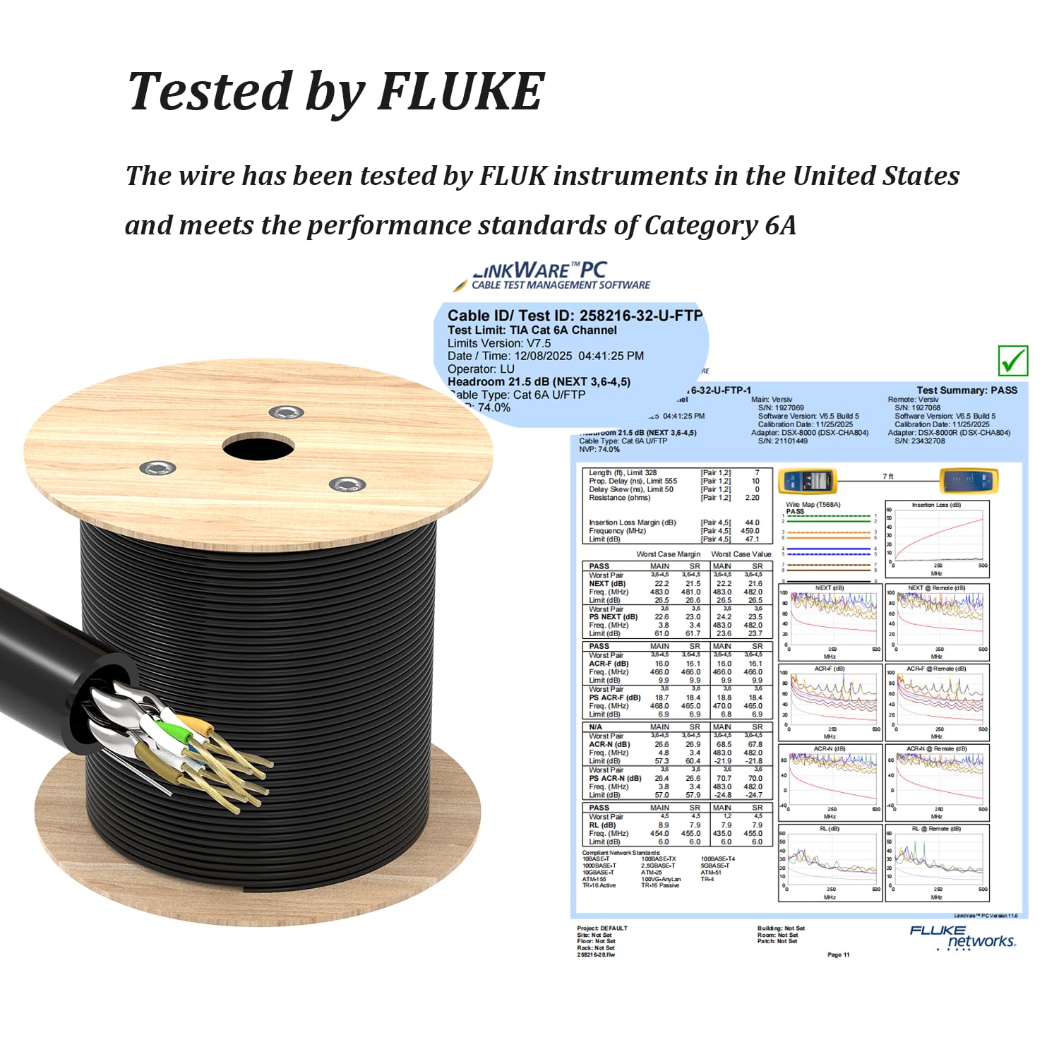 Elfcam® - 305m Câble de Réseau Ethernet Bobine | 100% Cuivre U/FTP | CAT6A, 26AWG RJ45 | LAN 10Gbps | Blindé | PC, Switch, Routeur, Modem, Commutateur (305 Mètres,Noir)