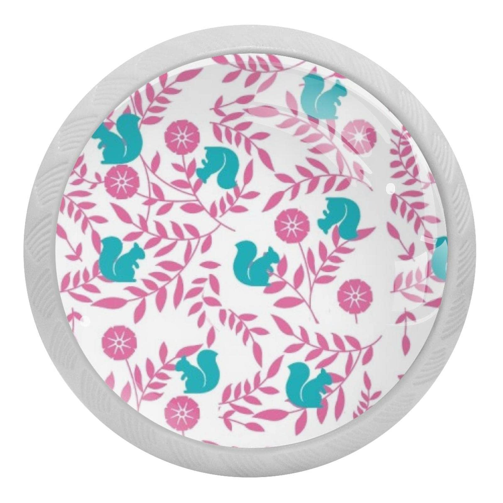 Poignées rondes fluorescentes 35 mm pour tiroir meuble enfant motif feuilles écureuil