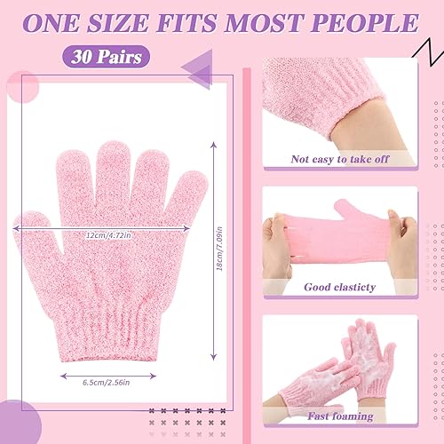 Miniatura 2 de 30 pares de guantes exfoliantes de doble cara, guantes de baño exfoliantes de nailon, guantes de ducha coloridos para hombres y mujeres, belleza,