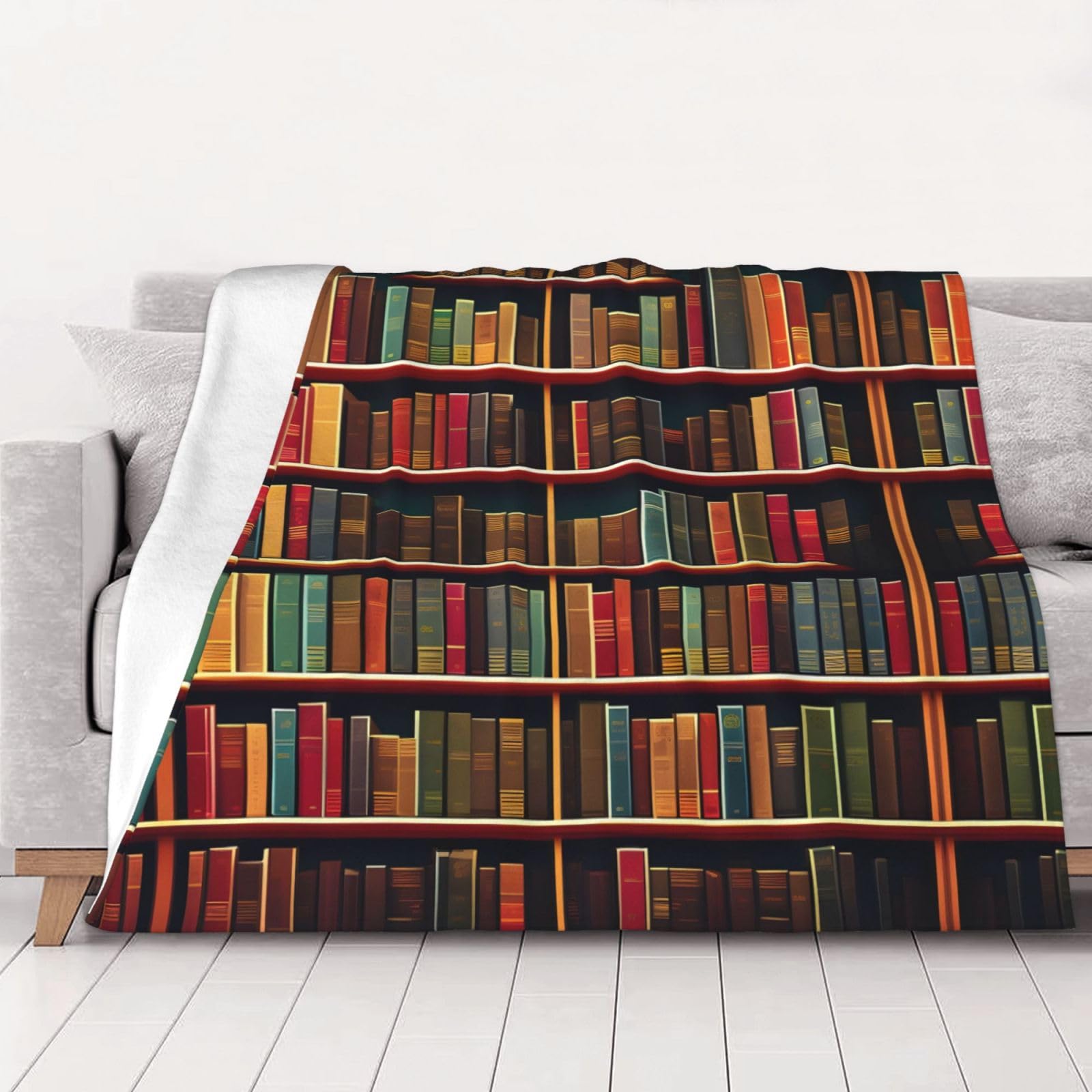 Couverture en flanelle douce jeté de canapé imprimé bibliothèque pour lit