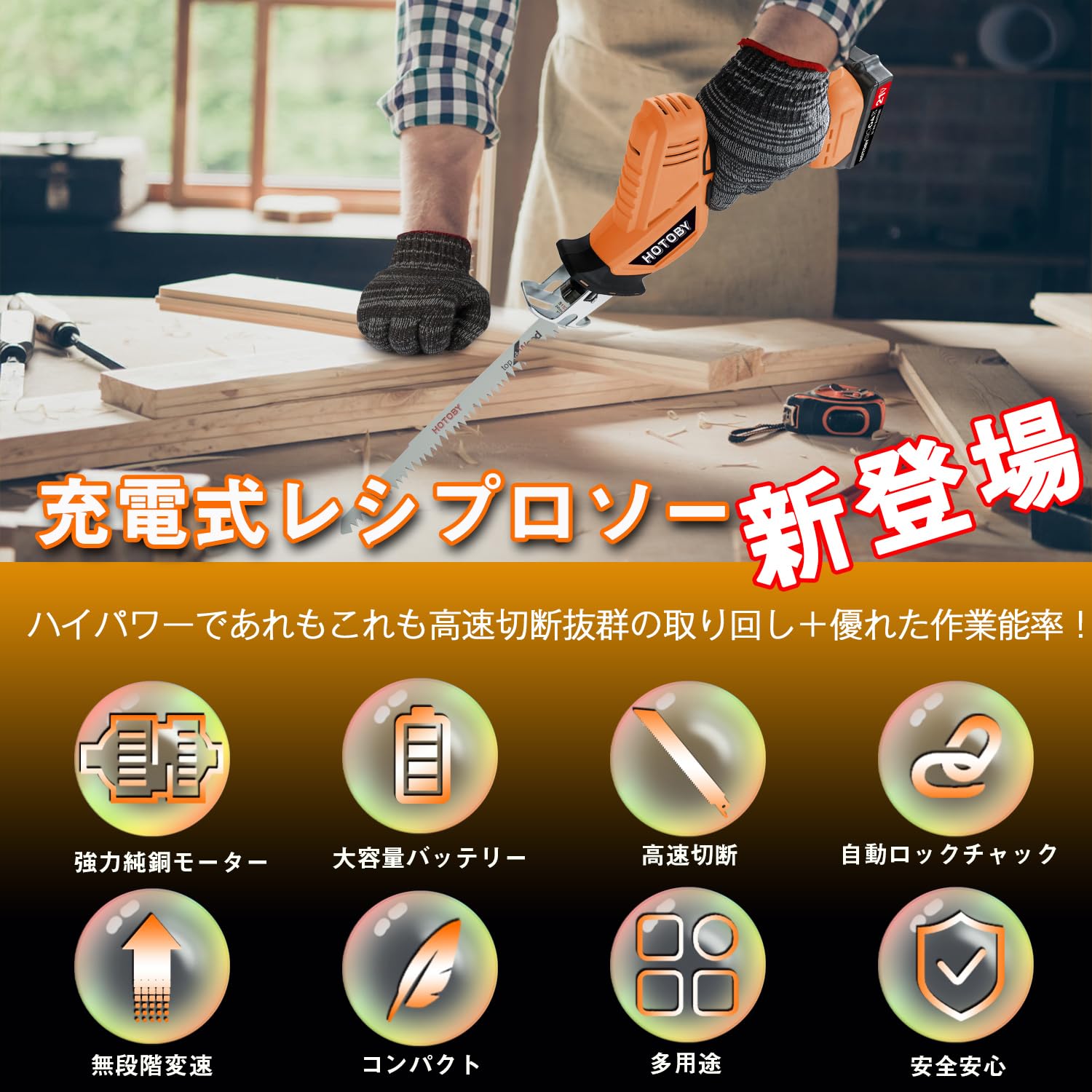 Amazon | 充電式 レシプロソー 電動ノコギリ 大容量バッテリー2個付き
