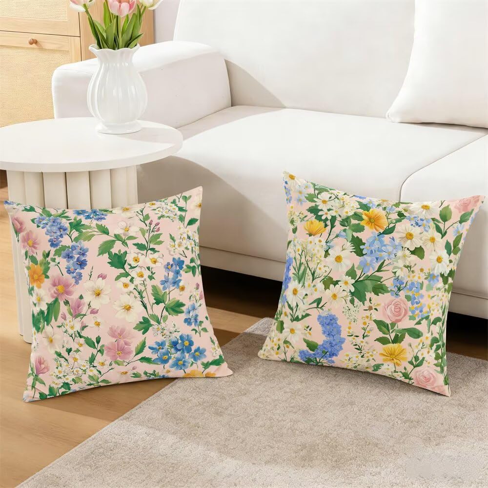 Federe Cuscini Divano 60x60 cm Federe Morbido Copricuscini Rosa in Velluto, 2 Pezzi Copri Cuscini per Divano Floreale Quadrati Decorativi Federa Cuscino Primavera per Camera da Letto Soggiorno (IU75)