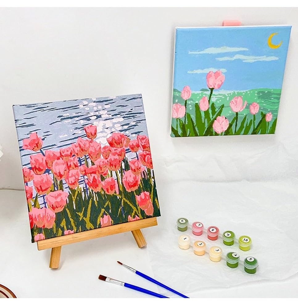 Amazon.co.jp: チューリップの風景 数字油絵 数字キットによる