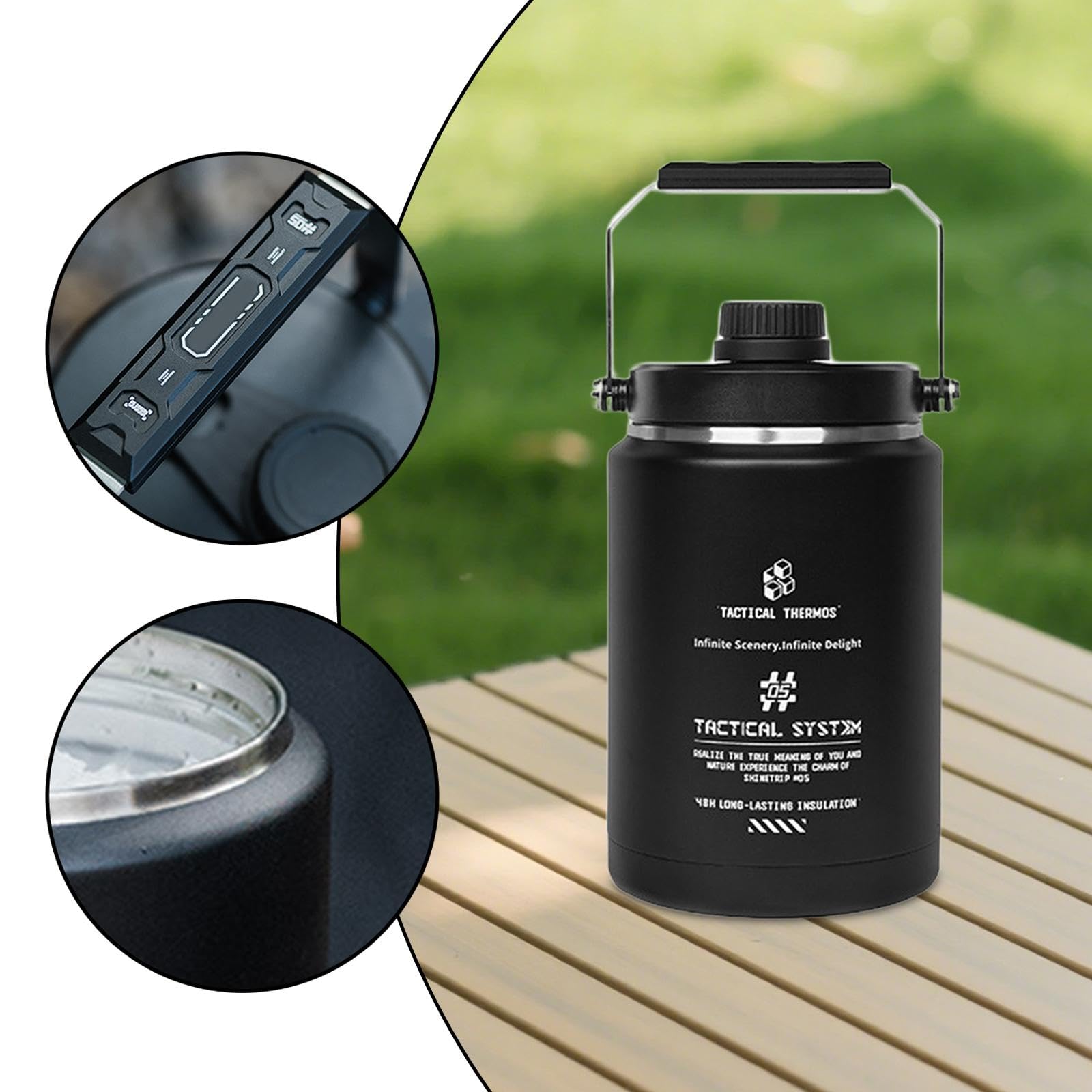 Botella de Agua Isotérmica, Jarra para Hielo, Ideal para Té, Aislamiento Al Vacío, Perfecta para Usar Al Aire Libre, Negro, tal como se describe