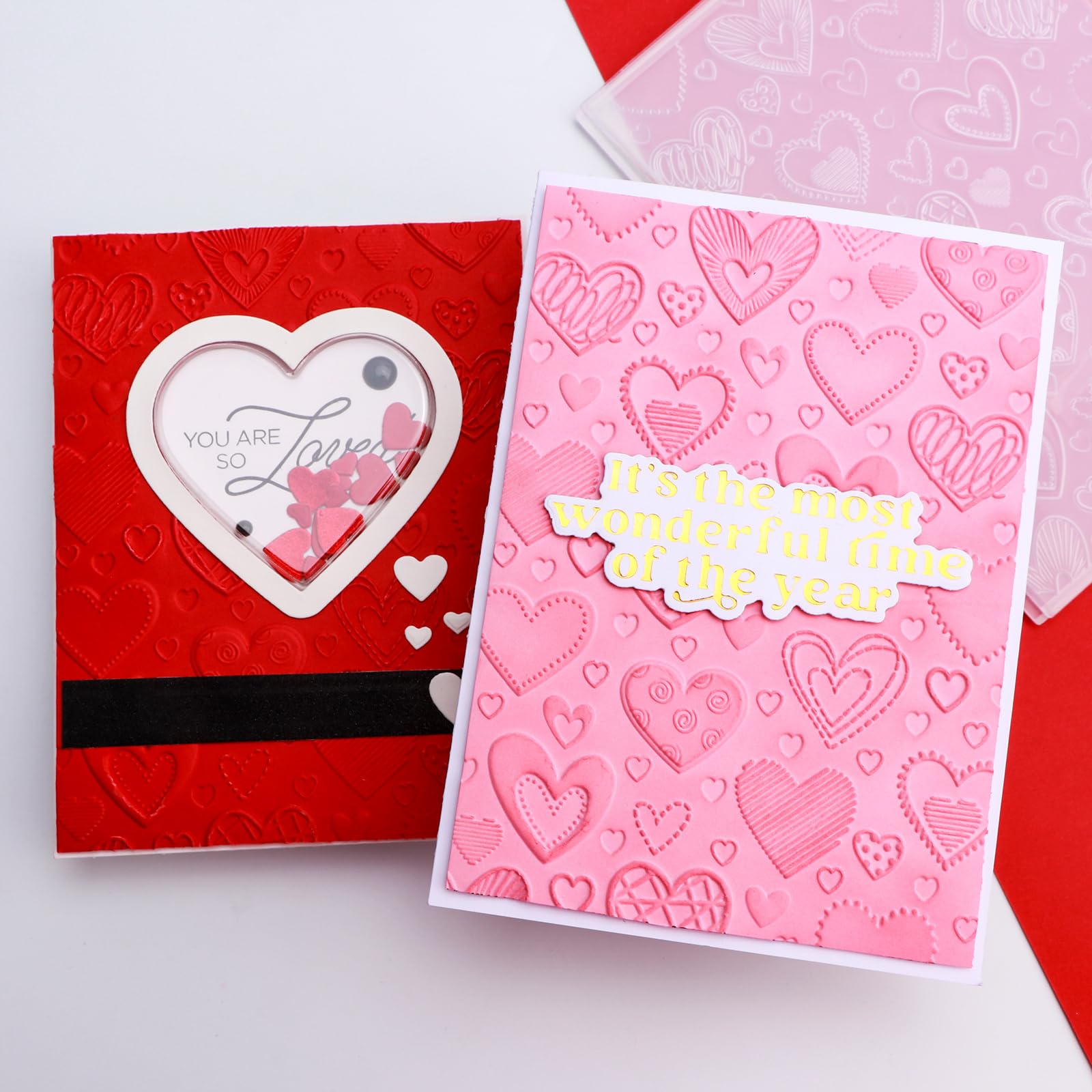 Valentine's Day 3D Embossing Folder - Heart Pattern Stencil For Card Making & Paper Crafts