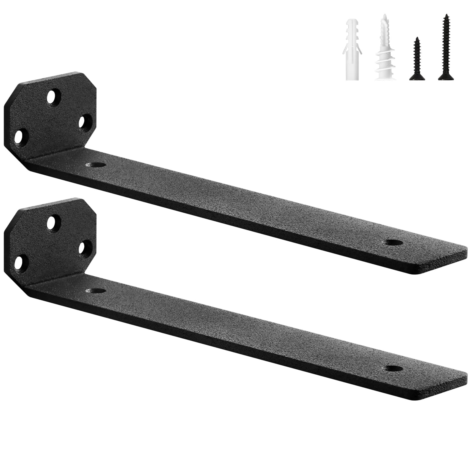 scicent 2 Pack Scaffold Board Shelf Brackets, Floating Shelf Bracket 50KG Capacity, 5mm Thick, Wall Brackets for Shelves, Shelf Support with Screws (Black 25cm) — image 1