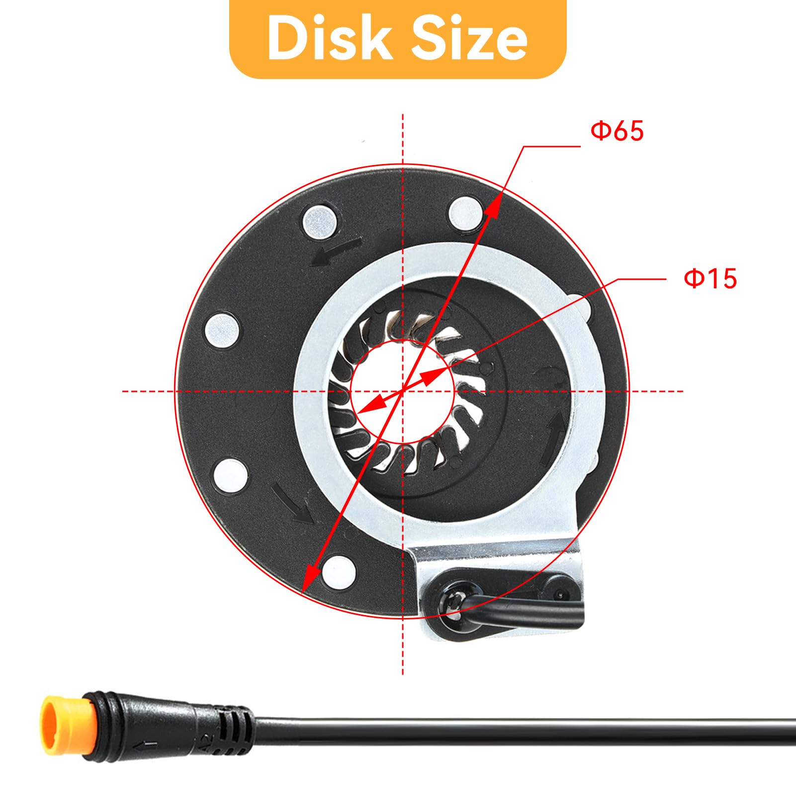 24/36/48V Bicycle Power Pedal Assist Sensor, E-Bike Modified Electric Kit with 8 Magnetic Point Power Sensor Waterproof Plug for Mountain Bike Accessories Sensor Pedal Assist