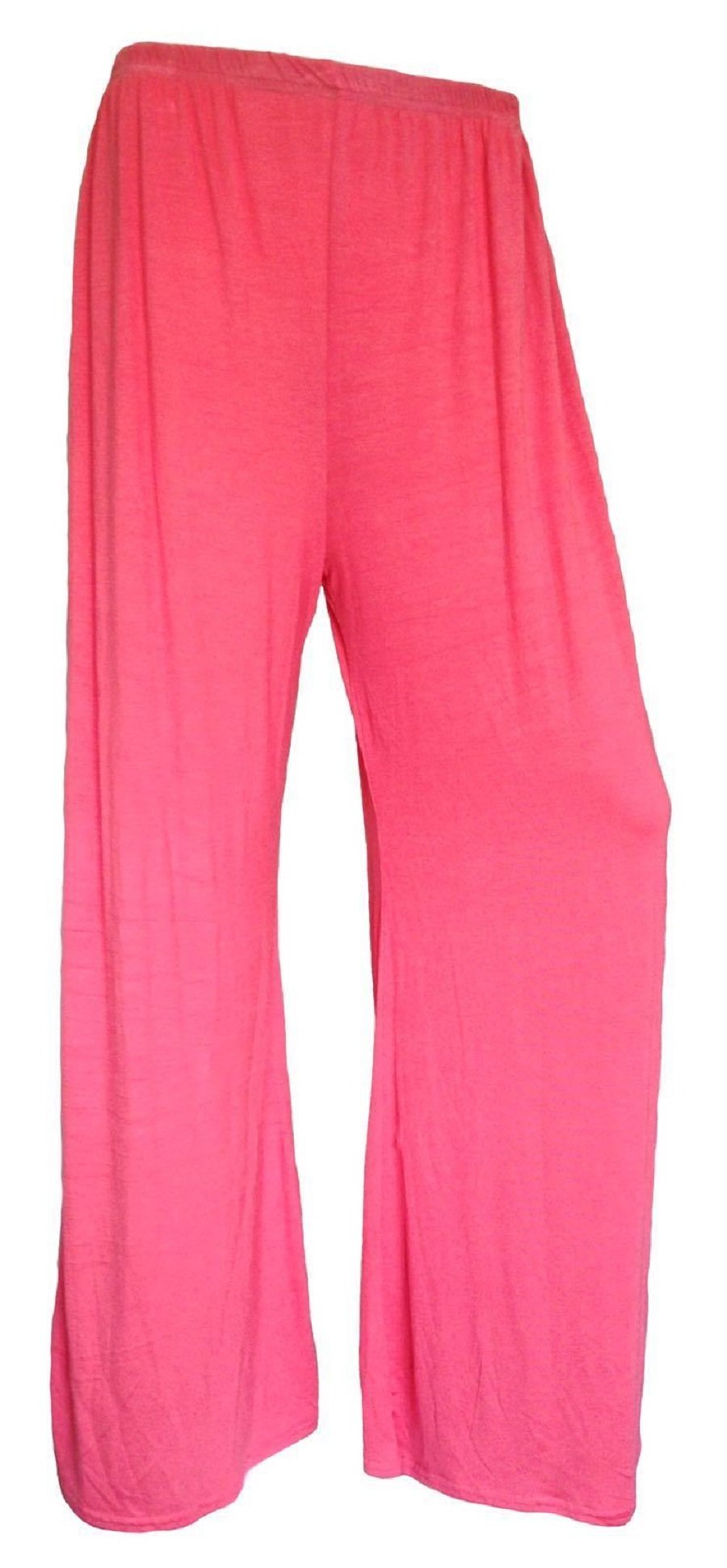 Women's Coral Plus Size Plain Palazzo Wide Leg Flared Trousers Pants Uk 8-26 (Xxxl (24-26 Uk), )