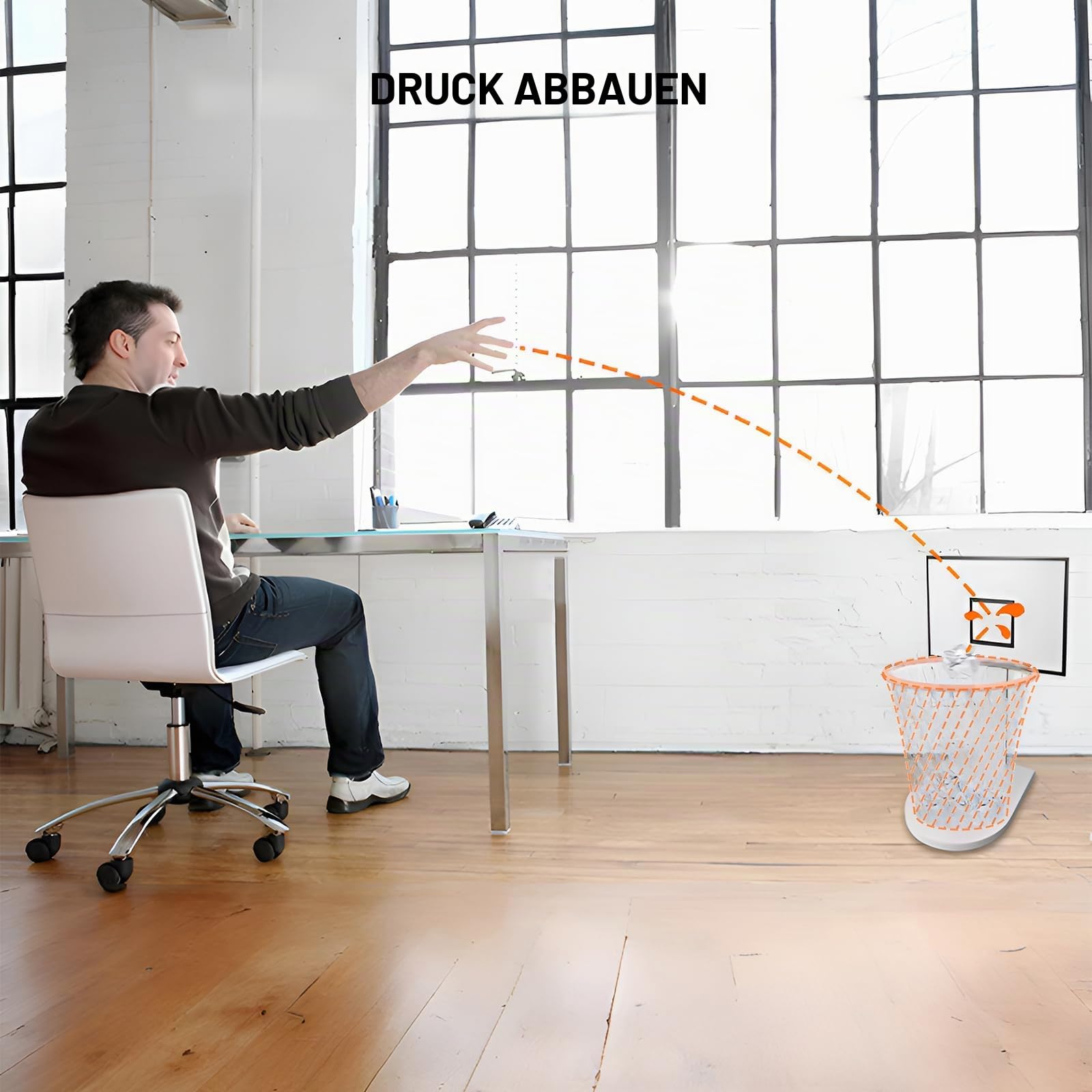 MORNING SUN mini Innenbereich BasketballKorb für Mülleimer (Mülleimer Nicht im Lieferumfang enthalten),Basketball Deko aus Spaß für Büro oder Wohnzimmer – Lustiges Wurfbrett mit Basketball-Korb