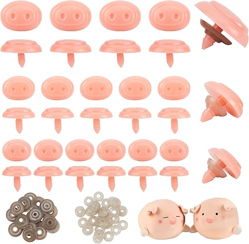 PH PandaHall 120 nariz ovalada de cerdo artesanal, nariz de seguridad de animales de plástico de 5 tamaños con 60 arandelas precisas para