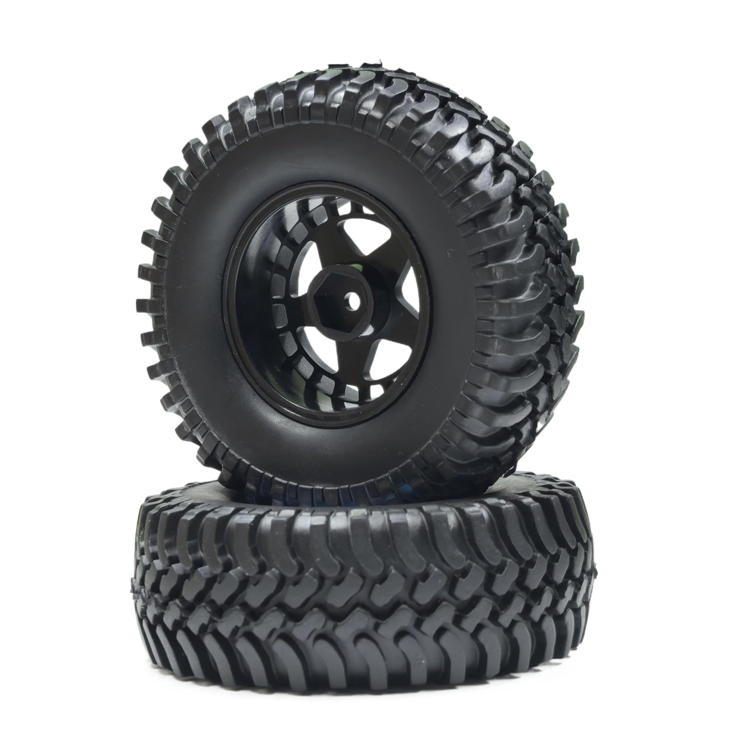 KEEDA Pack of 4 Rubber Tyres with Nylon Rims Wheels for 1/10 RC Crawler Car SCX10 D90 CC01 Gen8 VS4-10 TRX4 (100 mm, Black) - Image 2