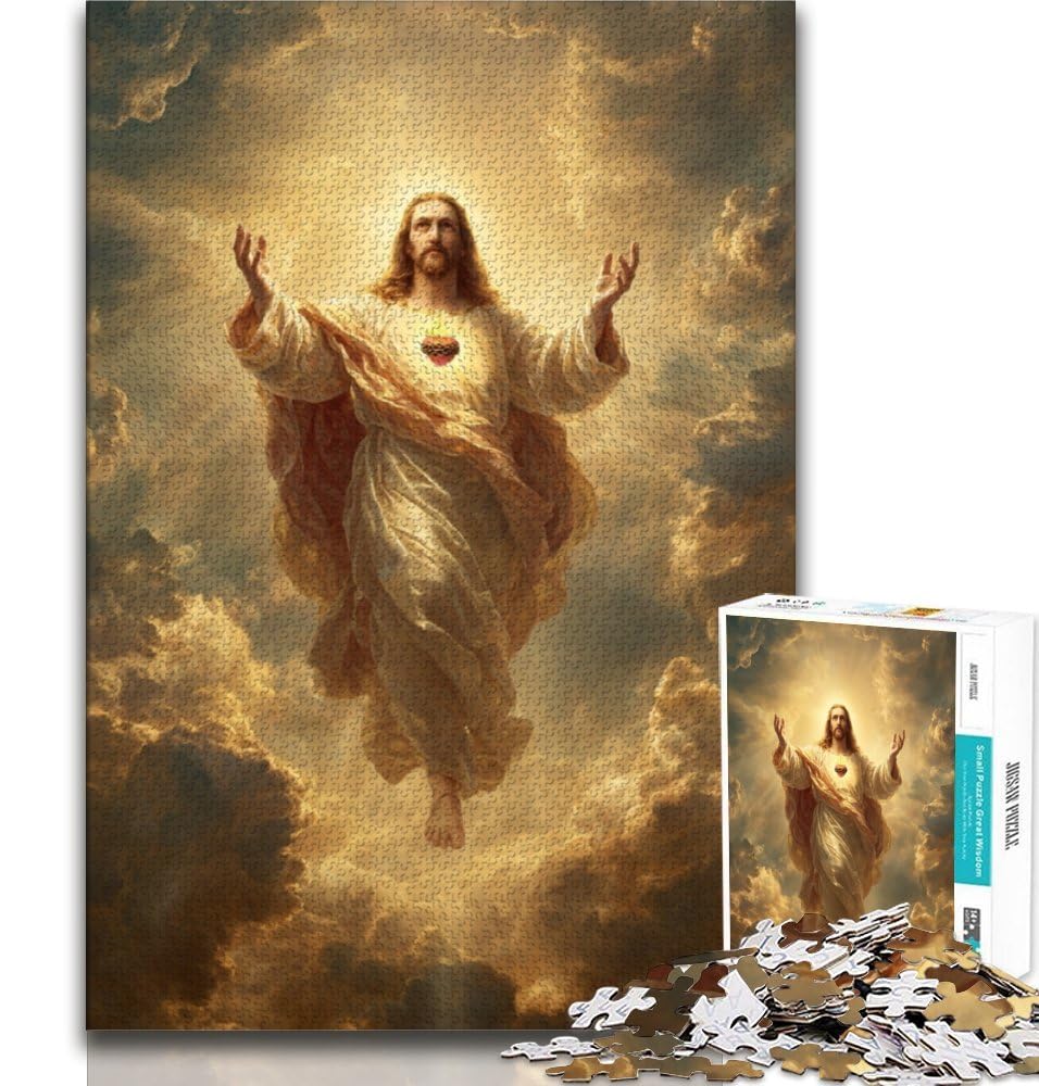 Jigsaw Puzzle 1000 Pieces for Teenagers Jesus Teenager Puzzles,with Matching Poster And Trivia Sheet for Ages 14+ 38x26cm