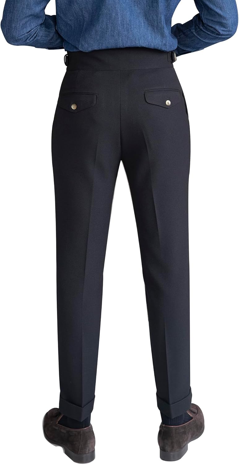 Men's Classic Gurkha Naples Italian Style Dress Pants No Need to tie a Belt - Image 2