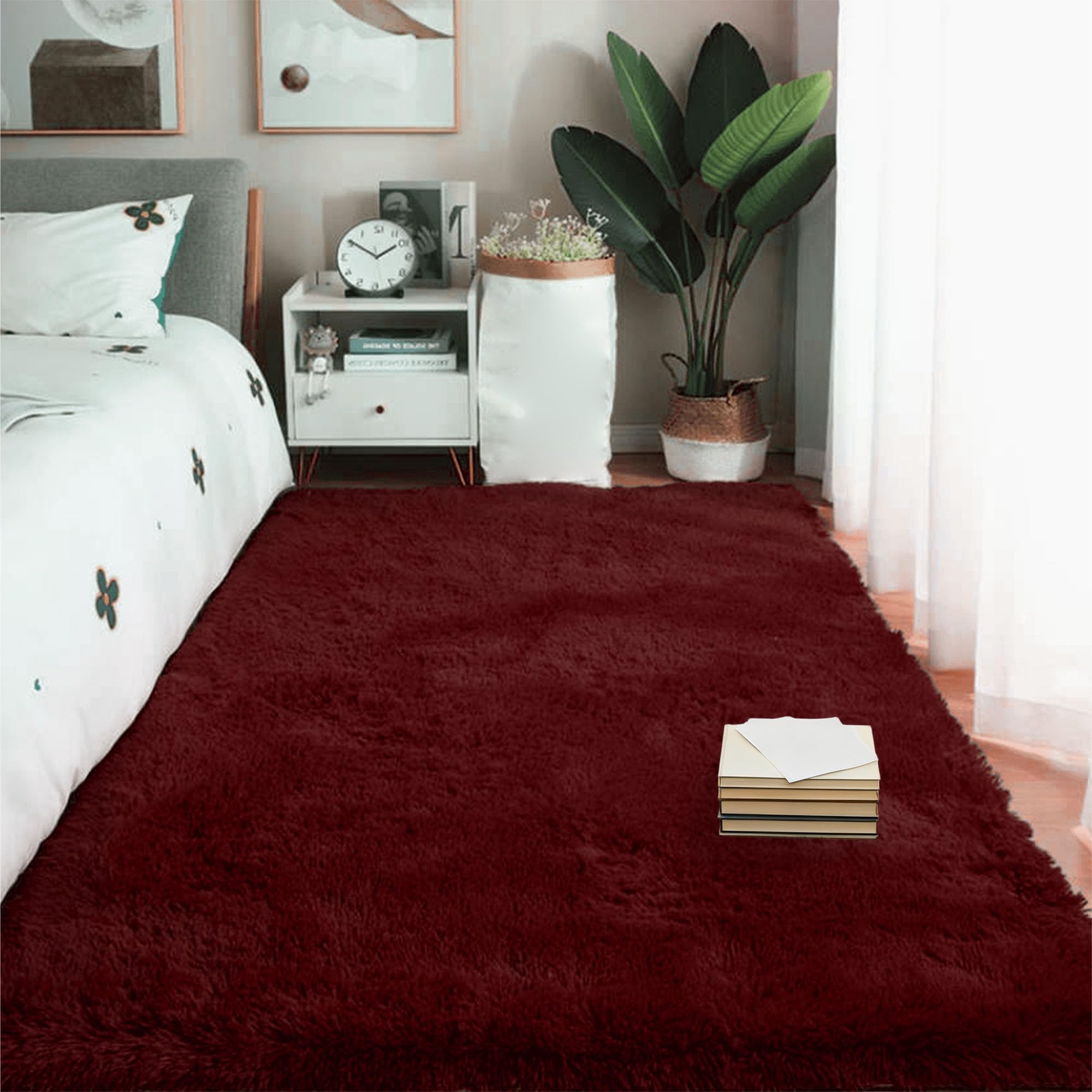Tapis de chambre à coucher vin rouge pour des matins doux