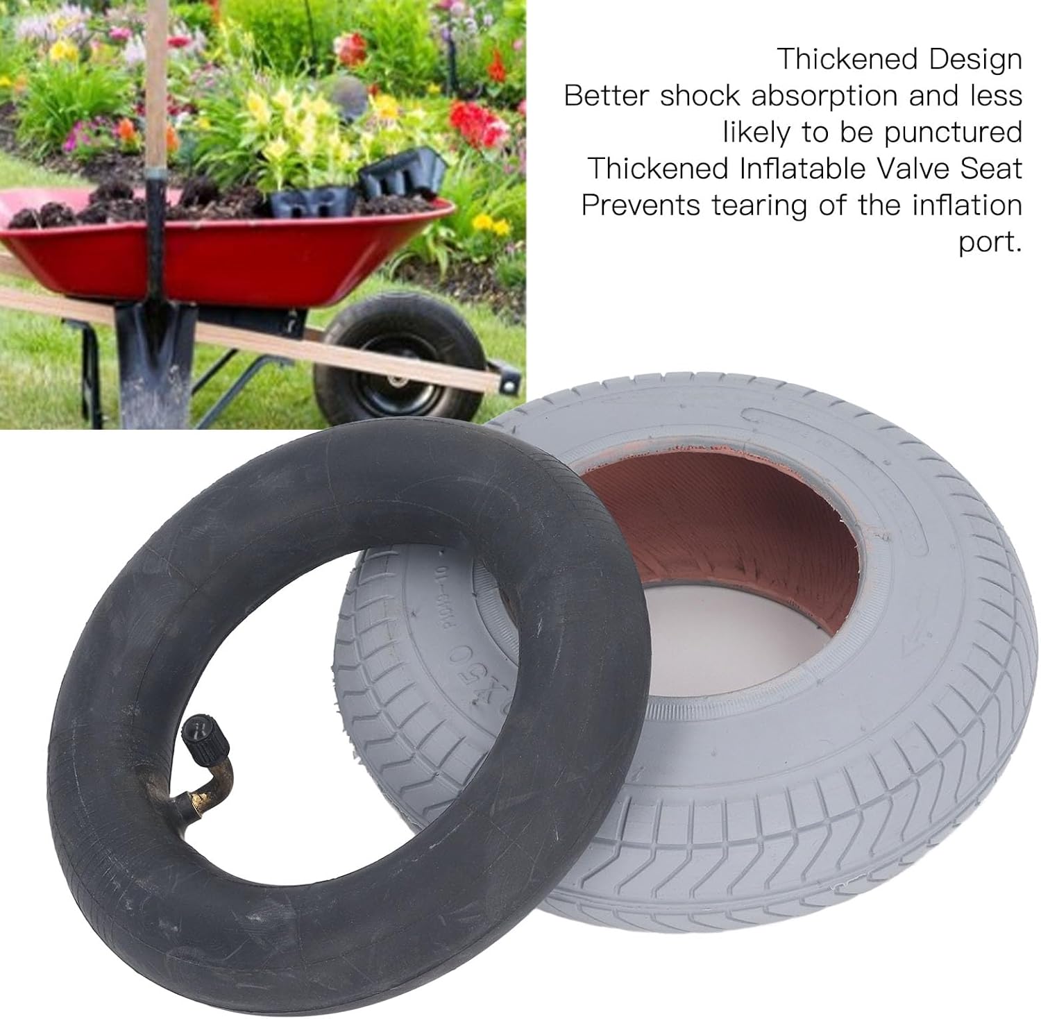 200x50mm Replacement Tire and Inner Tube 36PSI Load Bearing Rubber Caster Outer Tire Inner Tube Thickened Design for Wheelbarrows Lawn Mowers