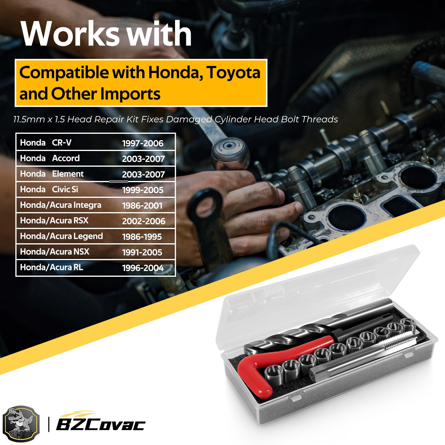 Bzcovac 1420 Engine Cylinder Head Bolts Thread Repair Kit for