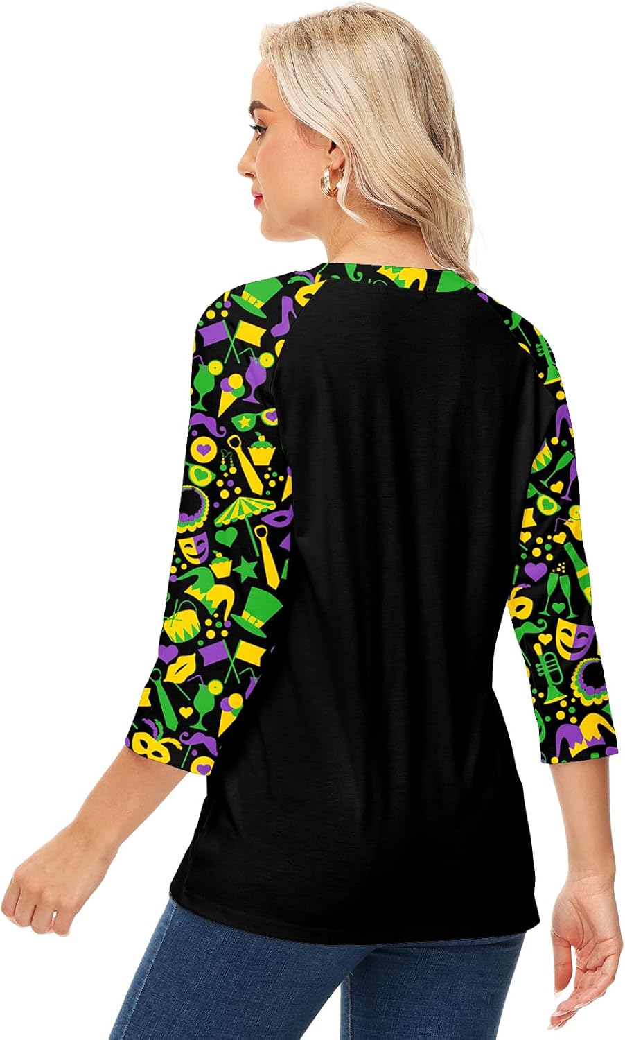 Deerose Womens Thanksgiving Shirt Raglan 3/4 Sleeve Funny Graphic Thankful T-Shirts