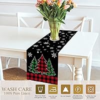 Vista 4 de Camino de mesa de Navidad de invierno de 72 pulgadas de largo, arpillera, lino, día festivo, camión rojo, búfalo, copo de nieve, muñeco de nieve