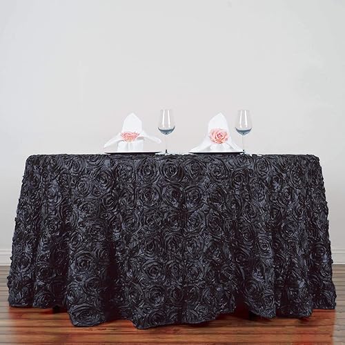 Miniatura 7 de BalsaCircle Mantel redondo con rosetas elevadas de satén rojo de 120 pulgadas, para bodas, fiestas, comedor