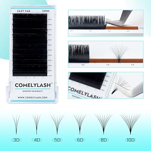 Miniatura 2 de Extensiones de pestañas de volumen Easy Fan de 0.030.050.003 in CCD Curl Extensiones de pestañas de volumen de 0.512 in de longitud, suministros de