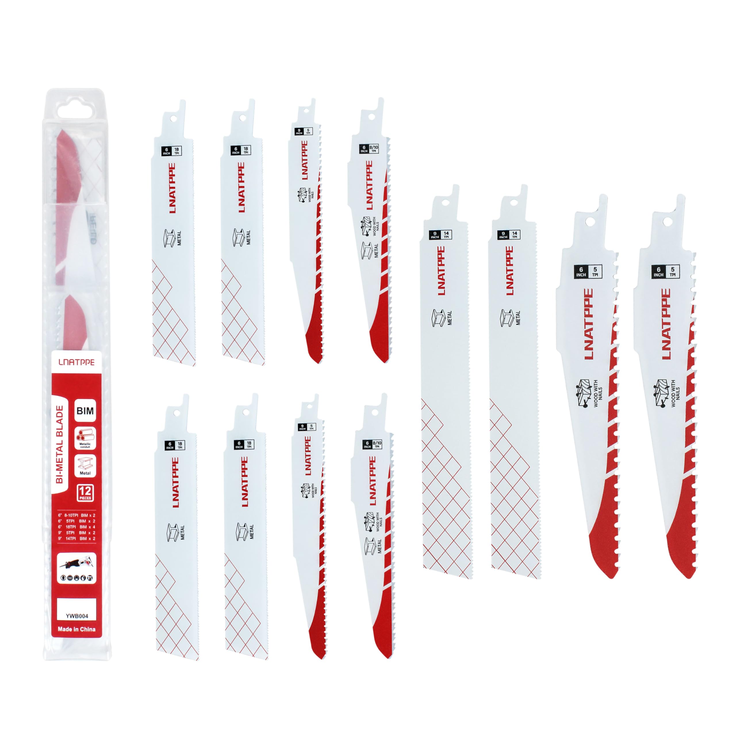 CHNPLUM 49-22-1129 for Milwaukee Sawzall Reciprocating Saw Blade, Metal and Wood Cutting, Bi-Metal Construction 12 Piece