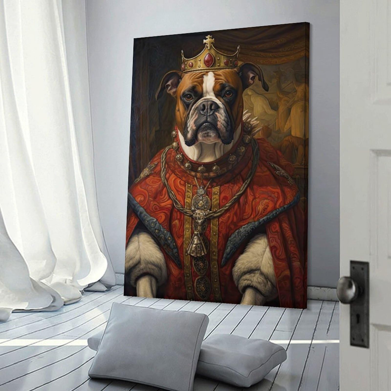 Junmoney Home Decor Wall Art Boxer Dog The King, 08x12inch(20x30cm), for New Homes, Bedrooms Or Workspaces, Home Decor Gift with Stylish Appeal